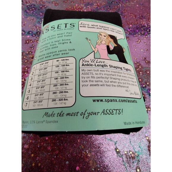 ASSETS BY SARA BLAKELY SPANX BLACK ANKLE LENGTH SHAPING TIGHTS SIZE 4 - Picture 7 of 8
